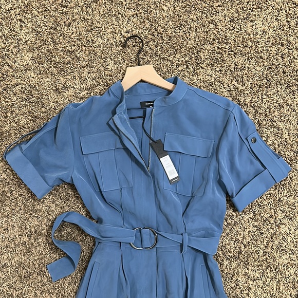 NWT BCBGMAXAZRIA Short Sleeve Relaxed-fit Blue Jumpsuit - Picture 3 of 9
